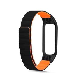For Xiaomi Mi Band 4 / 3 Silicone Magnetic Watch Band(Black Orange)