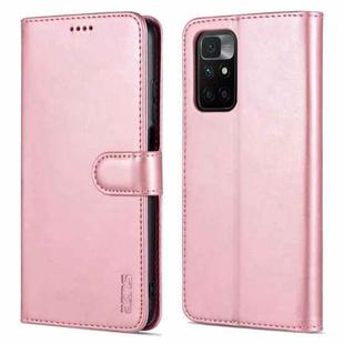 For Xiaomi Redmi 10 AZNS Skin Feel Calf Texture Horizontal Flip Leather Case with Card Slots & Holder & Wallet(Rose Gold)