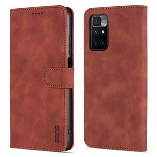 For Xiaomi Redmi 10 AZNS Skin Feel Calf Texture Horizontal Flip Leather Case with Card Slots & Holder & Wallet(Brown)