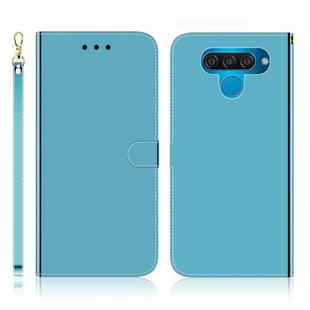 For LG Q60 Imitated Mirror Surface Horizontal Flip Leather Case with Holder & Card Slots & Wallet & Lanyard(Blue)