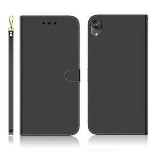 For Motorola Moto E6 Imitated Mirror Surface Horizontal Flip Leather Case with Holder & Card Slots & Wallet & Lanyard(Black)