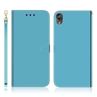 For Motorola Moto E6 Imitated Mirror Surface Horizontal Flip Leather Case with Holder & Card Slots & Wallet & Lanyard(Blue)