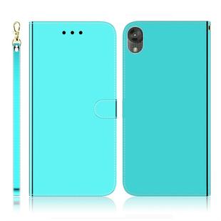 For Motorola Moto E6 Imitated Mirror Surface Horizontal Flip Leather Case with Holder & Card Slots & Wallet & Lanyard(Mint Green)