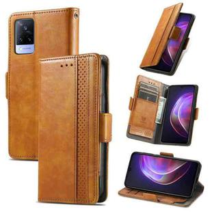 For vivo V21 CaseNeo Business Splicing Dual Magnetic Buckle Horizontal Flip PU Leather Case with Holder & Card Slots & Wallet(Khaki)