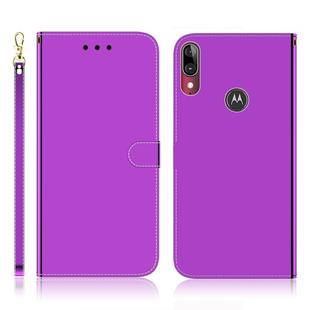 For Motorola Moto E6 Plus Imitated Mirror Surface Horizontal Flip Leather Case with Holder & Card Slots & Wallet & Lanyard(Purple)