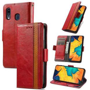 For Samsung Galaxy A30 CaseNeo Business Splicing Dual Magnetic Buckle Horizontal Flip PU Leather Case with Holder & Card Slots & Wallet(Red)