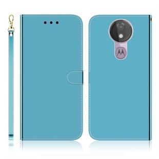 For Motorola Moto G7 Power Imitated Mirror Surface Horizontal Flip Leather Case with Holder & Card Slots & Wallet & Lanyard(Blue)
