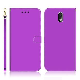 For Nokia 2.2 Imitated Mirror Surface Horizontal Flip Leather Case with Holder & Card Slots & Wallet & Lanyard(Purple)