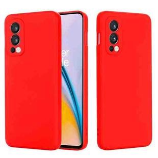 For OnePlus Nord 2 5G Solid Color Liquid Silicone Shockproof Full Coverage Protective Case(Red)