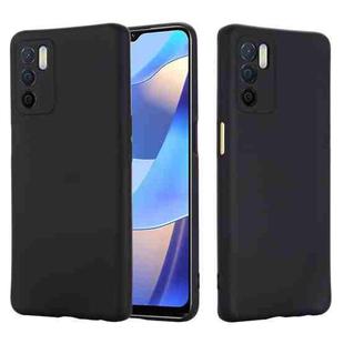 For OPPO A16 / A16S Foreign Version Solid Color Liquid Silicone Shockproof Full Coverage Protective Case(Black)