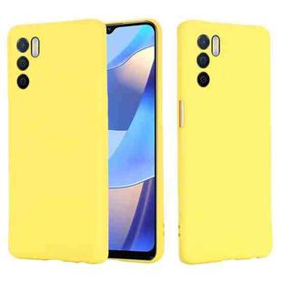For OPPO A16 / A16S Foreign Version Solid Color Liquid Silicone Shockproof Full Coverage Protective Case(Yellow)