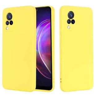 For vivo V21 5G / 4G Solid Color Liquid Silicone Shockproof Full Coverage Protective Case(Yellow)
