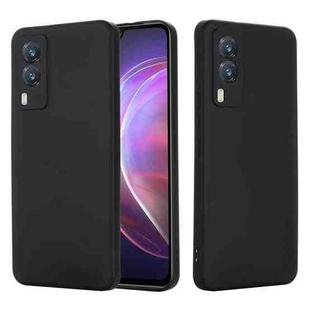 For vivo V21e 5G Foreign Version Solid Color Liquid Silicone Shockproof Full Coverage Protective Case(Black)