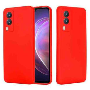For vivo V21e 5G Foreign Version Solid Color Liquid Silicone Shockproof Full Coverage Protective Case(Red)