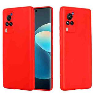 For vivo X60 Pro 5G Foreign Version Solid Color Liquid Silicone Shockproof Full Coverage Protective Case(Red)