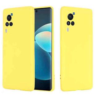 For vivo X60 Pro 5G Foreign Version Solid Color Liquid Silicone Shockproof Full Coverage Protective Case(Yellow)