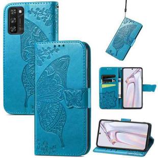 For Blackview A100 Butterfly Love Flower Embossed Horizontal Flip Leather Case with Holder & Card Slots & Wallet & Lanyard(Blue)