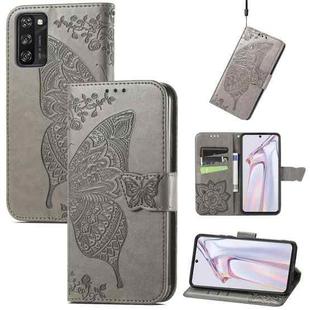 For Blackview A100 Butterfly Love Flower Embossed Horizontal Flip Leather Case with Holder & Card Slots & Wallet & Lanyard(Gray)