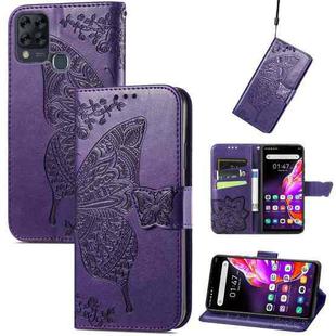 For Infinix Hot 10T Butterfly Love Flower Embossed Horizontal Flip Leather Case with Holder & Card Slots & Wallet & Lanyard(Dark Purple)