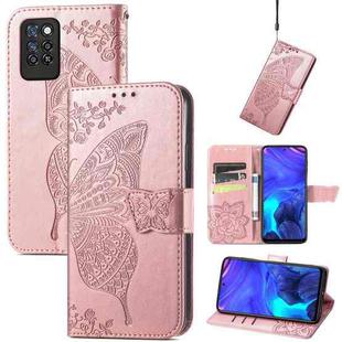 For Infinix Note 10 Pro Butterfly Love Flower Embossed Horizontal Flip Leather Case with Holder & Card Slots & Wallet & Lanyard(Rose Gold)