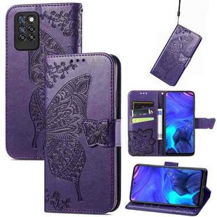 For Infinix Note 10 Pro Butterfly Love Flower Embossed Horizontal Flip Leather Case with Holder & Card Slots & Wallet & Lanyard(Dark Purple)