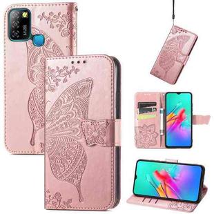 For infinix Smart 5 Butterfly Love Flower Embossed Horizontal Flip Leather Case with Holder & Card Slots & Wallet & Lanyard(Rose Gold)