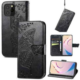 For Oukitel C21 Pro Butterfly Love Flower Embossed Horizontal Flip Leather Case with Holder & Card Slots & Wallet & Lanyard(Black)