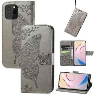 For Oukitel C21 Pro Butterfly Love Flower Embossed Horizontal Flip Leather Case with Holder & Card Slots & Wallet & Lanyard(Gray)