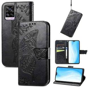 For vivo S7 Butterfly Love Flower Embossed Horizontal Flip Leather Case with Holder & Card Slots & Wallet & Lanyard(Black)