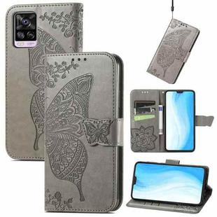 For vivo S7 Butterfly Love Flower Embossed Horizontal Flip Leather Case with Holder & Card Slots & Wallet & Lanyard(Gray)