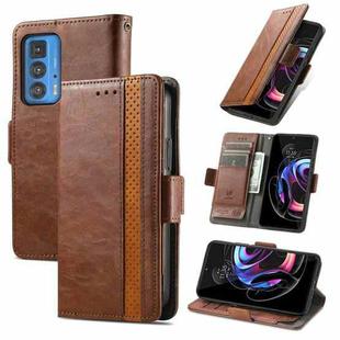 For Motorola Edge 20 Pro CaseNeo Business Splicing Dual Magnetic Buckle Horizontal Flip PU Leather Case with Holder & Card Slots & Wallet(Brown)