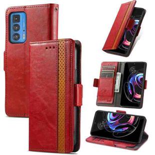 For Motorola Edge 20 Pro CaseNeo Business Splicing Dual Magnetic Buckle Horizontal Flip PU Leather Case with Holder & Card Slots & Wallet(Red)