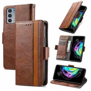 For Motorola Edge 20 CaseNeo Business Splicing Dual Magnetic Buckle Horizontal Flip PU Leather Case with Holder & Card Slots & Wallet(Brown)