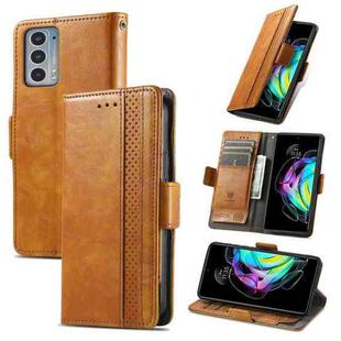 For Motorola Edge 20 CaseNeo Business Splicing Dual Magnetic Buckle Horizontal Flip PU Leather Case with Holder & Card Slots & Wallet(Khaki)