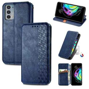 For Motorola Edge 20 Cubic Grid Pressed Horizontal Flip Magnetic PU Leather Case with Holder & Card Slots & Wallet(Blue)