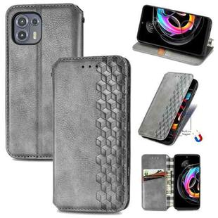 For Motorola Edge 20 Lite Cubic Grid Pressed Horizontal Flip Magnetic PU Leather Case with Holder & Card Slots & Wallet(Grey)