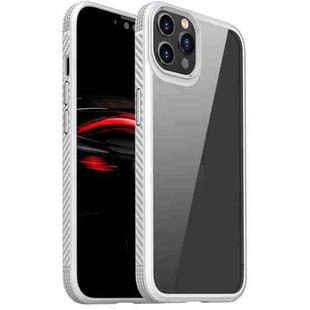 For iPhone 12 / 12 Pro MG Series Carbon Fiber TPU + Clear PC Four-corner Airbag Shockproof Case(White)