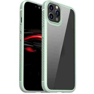 For iPhone 12 Pro Max MG Series Carbon Fiber TPU + Clear PC Four-corner Airbag Shockproof Case(Green)