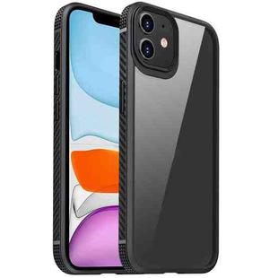 For iPhone 11 MG Series Carbon Fiber TPU + Clear PC Four-corner Airbag Shockproof Case (Black)