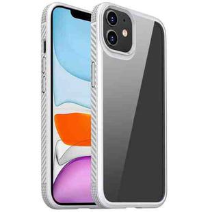 For iPhone 11 MG Series Carbon Fiber TPU + Clear PC Four-corner Airbag Shockproof Case (White)