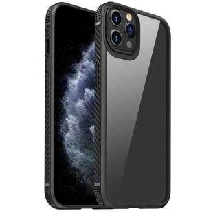 For iPhone 11 Pro MG Series Carbon Fiber TPU + Clear PC Four-corner Airbag Shockproof Case (Black)