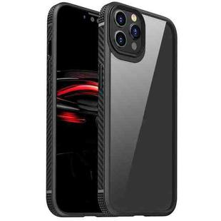 For iPhone 11 Pro Max MG Series Carbon Fiber TPU + Clear PC Four-corner Airbag Shockproof Case (Black)