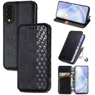 For Huawei nova 8 SE Youth Cubic Grid Pressed Horizontal Flip Magnetic PU Leather Case with Holder & Card Slots & Wallet(Black)