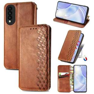 For Huawei nova 8 SE Youth Cubic Grid Pressed Horizontal Flip Magnetic PU Leather Case with Holder & Card Slots & Wallet(Brown)