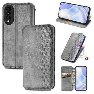 For Huawei nova 8 SE Youth Cubic Grid Pressed Horizontal Flip Magnetic PU Leather Case with Holder & Card Slots & Wallet(Grey)