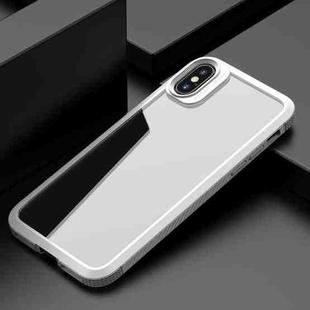 For iPhone X / XS MG Series Carbon Fiber TPU + Clear PC Four-corner Airbag Shockproof Case(White)