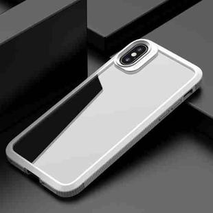 For iPhone XR MG Series Carbon Fiber TPU + Clear PC Four-corner Airbag Shockproof Case(White)