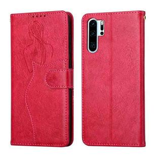 For Huawei P30 Pro Beauty Girl Embossing Pattern Horizontal Flip Leather Case with Holder & Card Slot & Wallet & Photo Frame(Red)