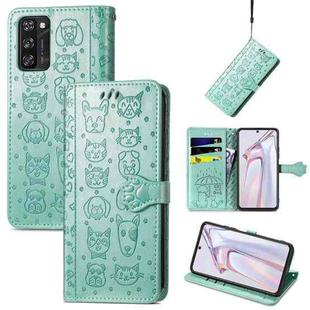 For Blackview A100 Lovely Cat and Dog Embossing Pattern Horizontal Flip Leather Case , with Holder & Card Slots & Wallet & Cartoon Clasp & Lanyard(Green)