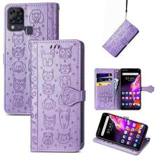 For Infinix Hot 10T Lovely Cat and Dog Embossing Pattern Horizontal Flip Leather Case , with Holder & Card Slots & Wallet & Cartoon Clasp & Lanyard(Purple)